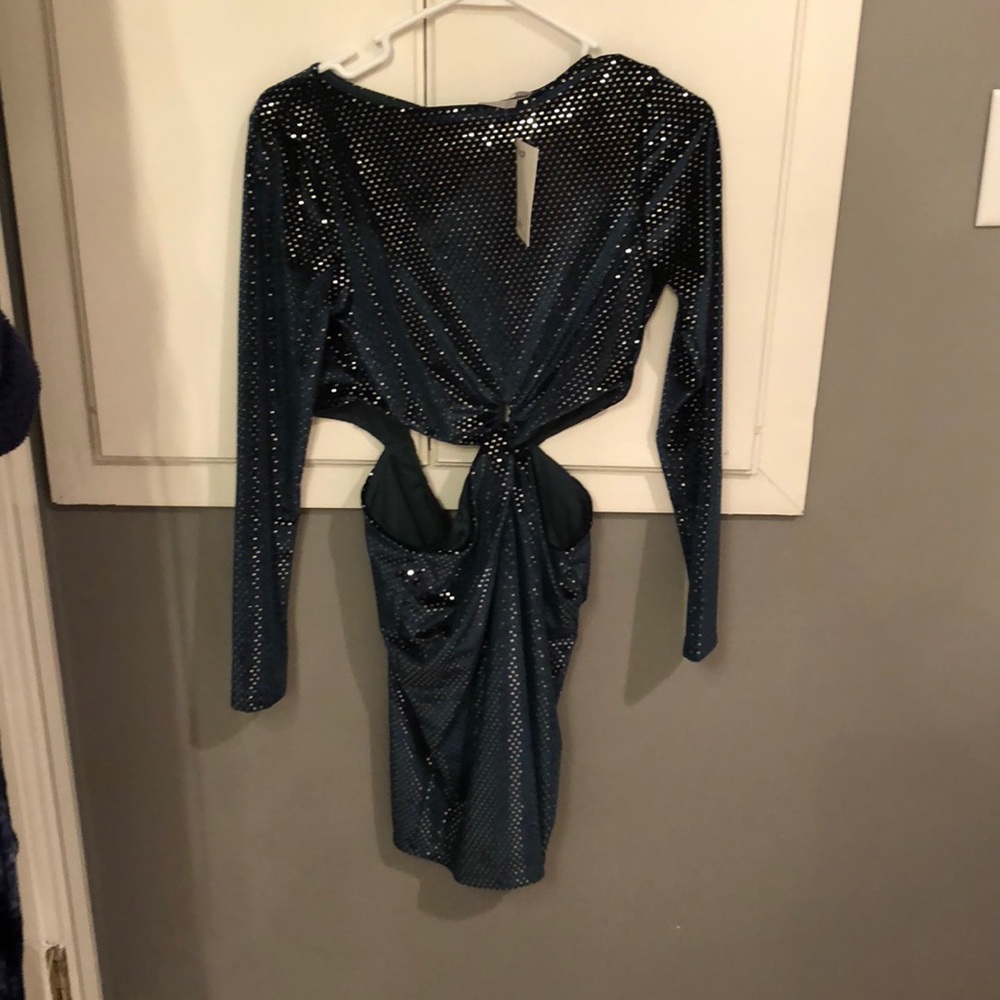 Dark green velvet embellished ASOS party dress